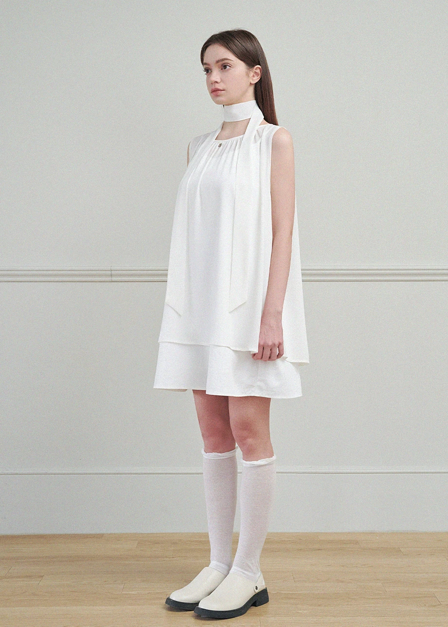 [44-120]  Luna Shirring Dress Set-3piece 