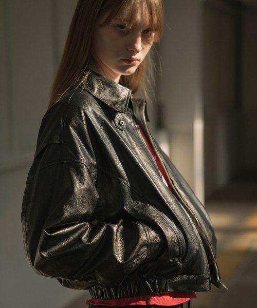 SIOT4075 Leather Bomber Jacket_Black