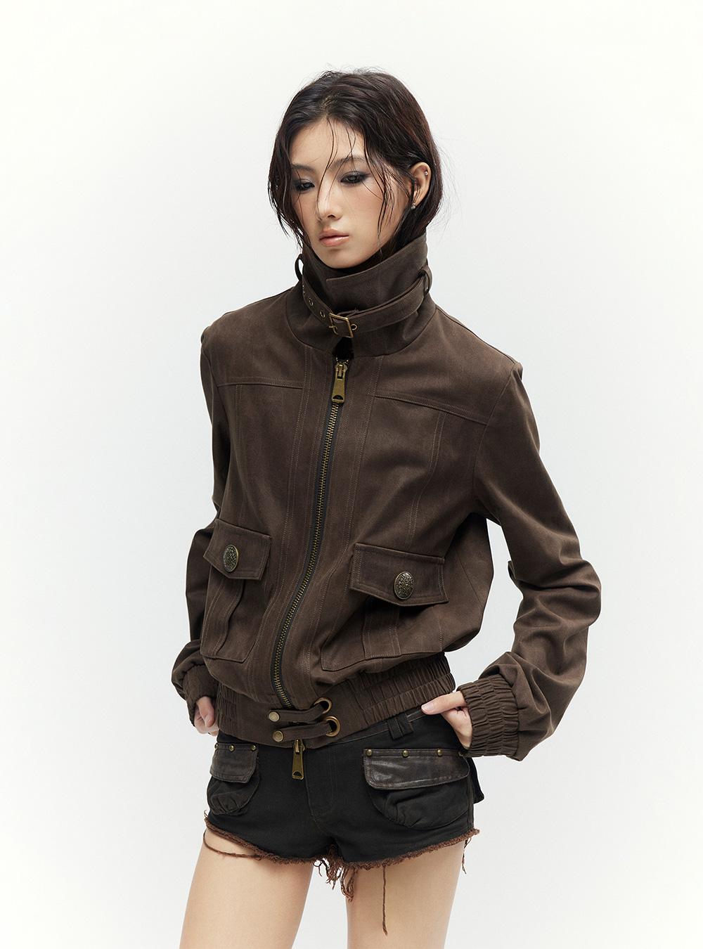 Vintage Brown Suede Short Jacket