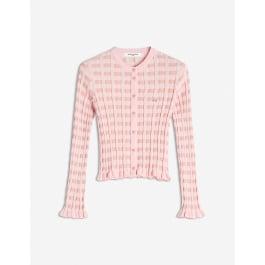 CHECKED RIBBED CARDIGAN