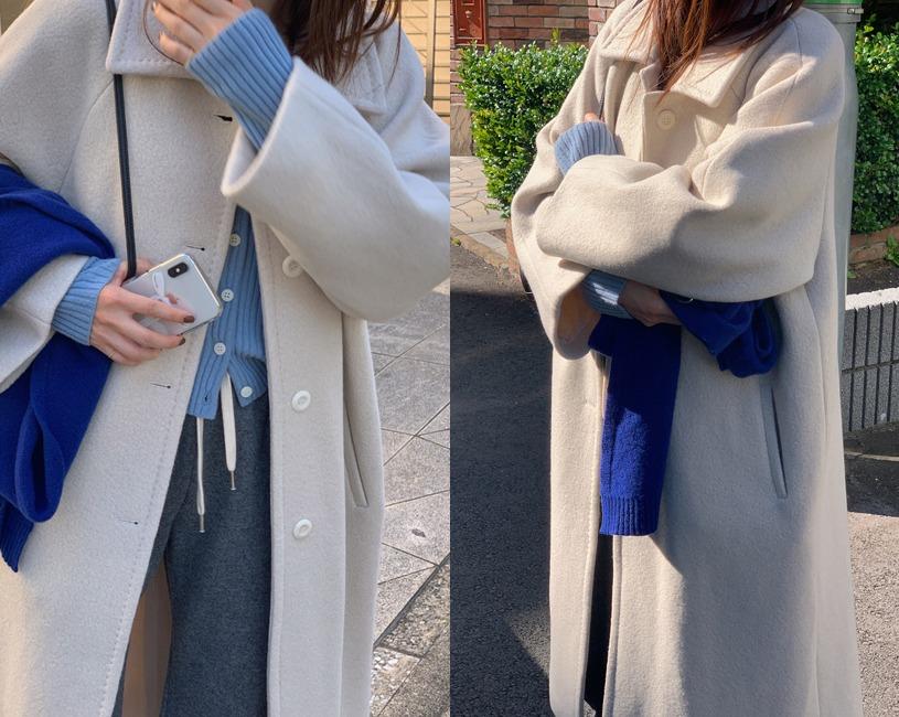[LEBONE/메리노울 70%] Remon wool coat (솔트크림)