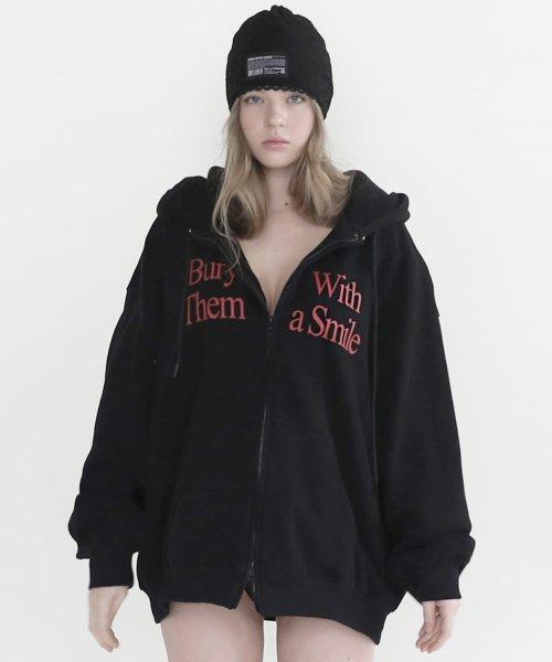 Bury Them 후드 집업 라지핏 - 블랙