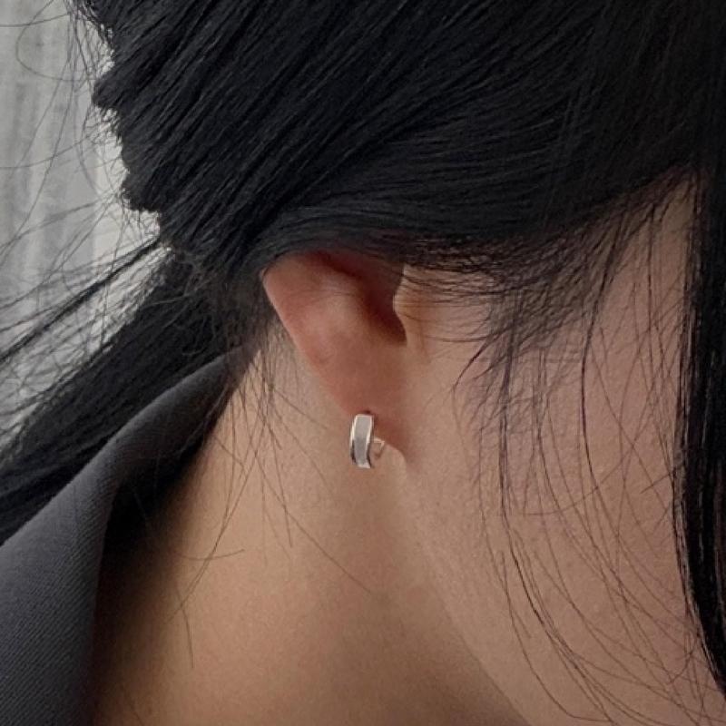 925 Simple pearl hoop earrings