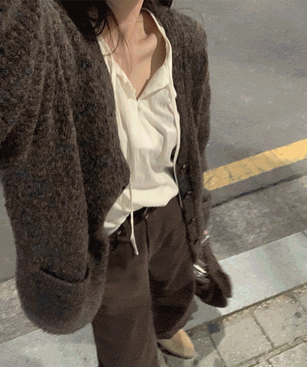 르헤르 르넨 보카시 루즈핏 울 가디건 (3colors)