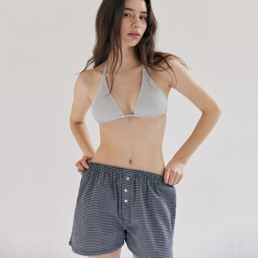 Relax pants_gingham navy