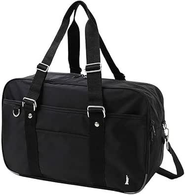 East Boy Nylon Bag with Shoulder Strap/Double Zipper, School, Student, School, black x white (941), F