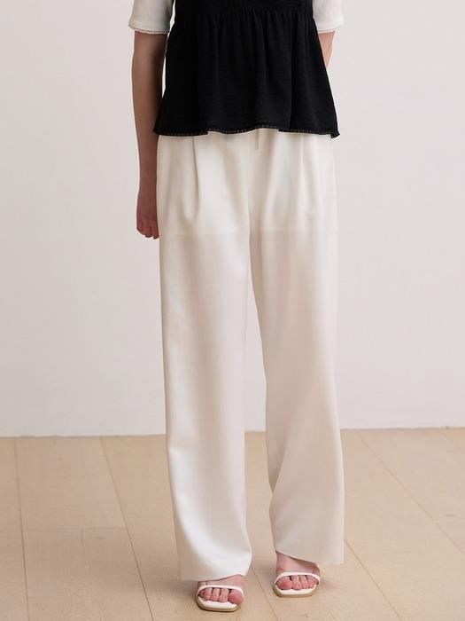 Satin banding pants - Ivory