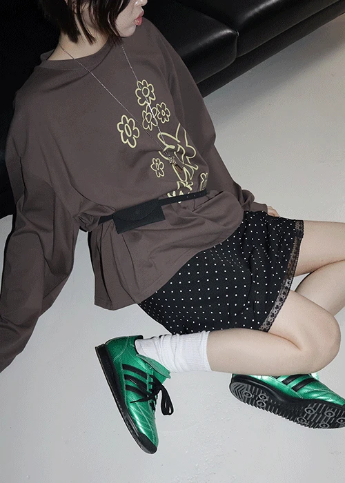 키즈 플라워 루즈 티셔츠 3col - brown