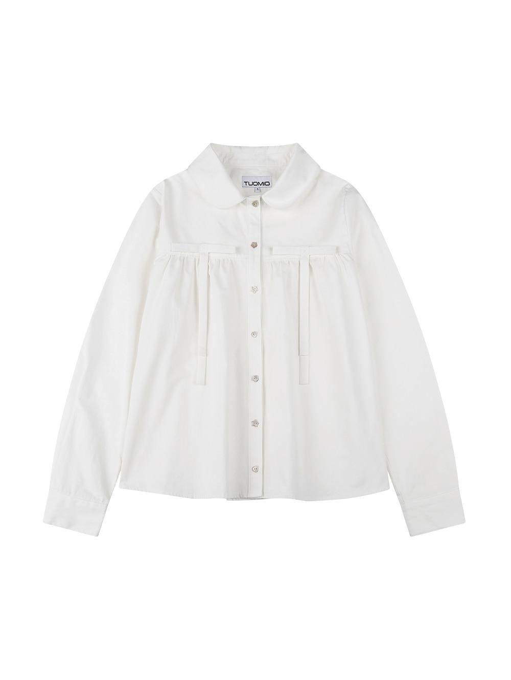ROUND COLLAR RIBBON SHIRT [WHITE]