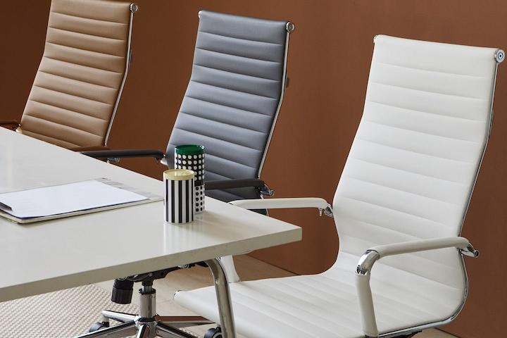 미드센츄리 모던 스틸 가죽/메쉬 컴퓨터 사무용의자(대) 8colors