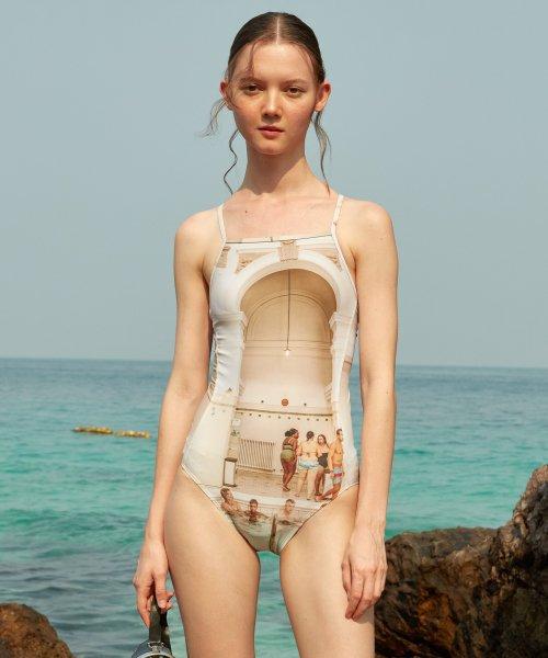 YOSIGO X TSW Print Swimsuit [Beige]