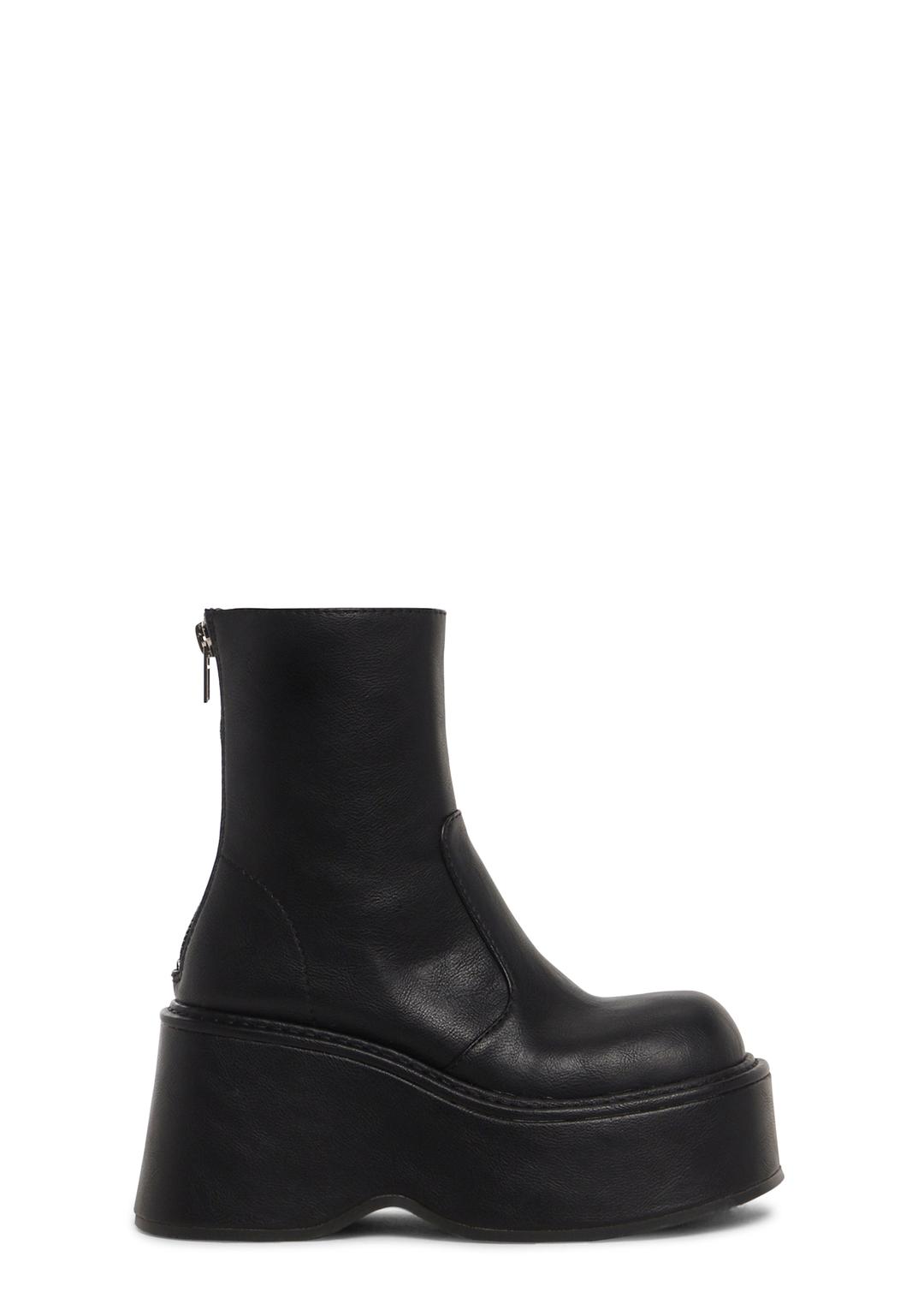 Current Mood Vegan Leather Ankle Boots With Back Zip Closures - Black