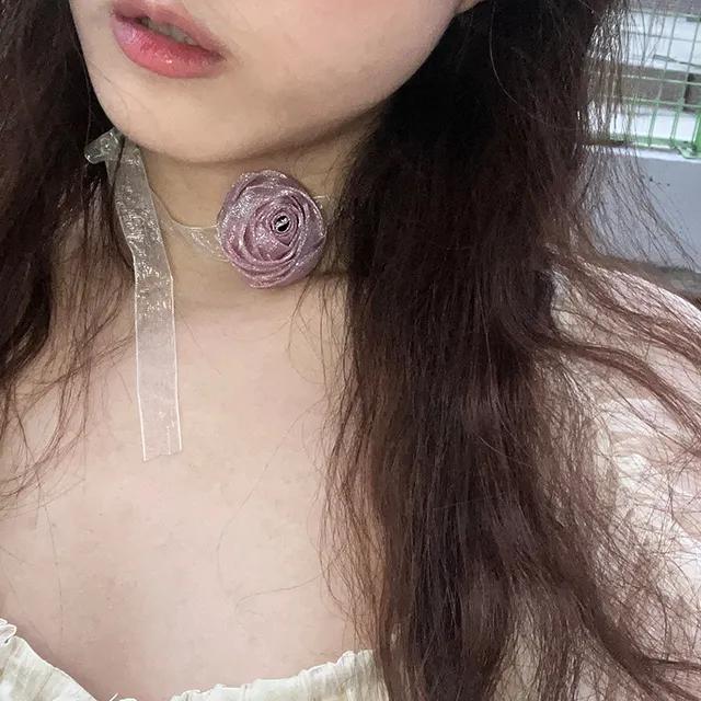 Rose chiffon muffler (mauve)