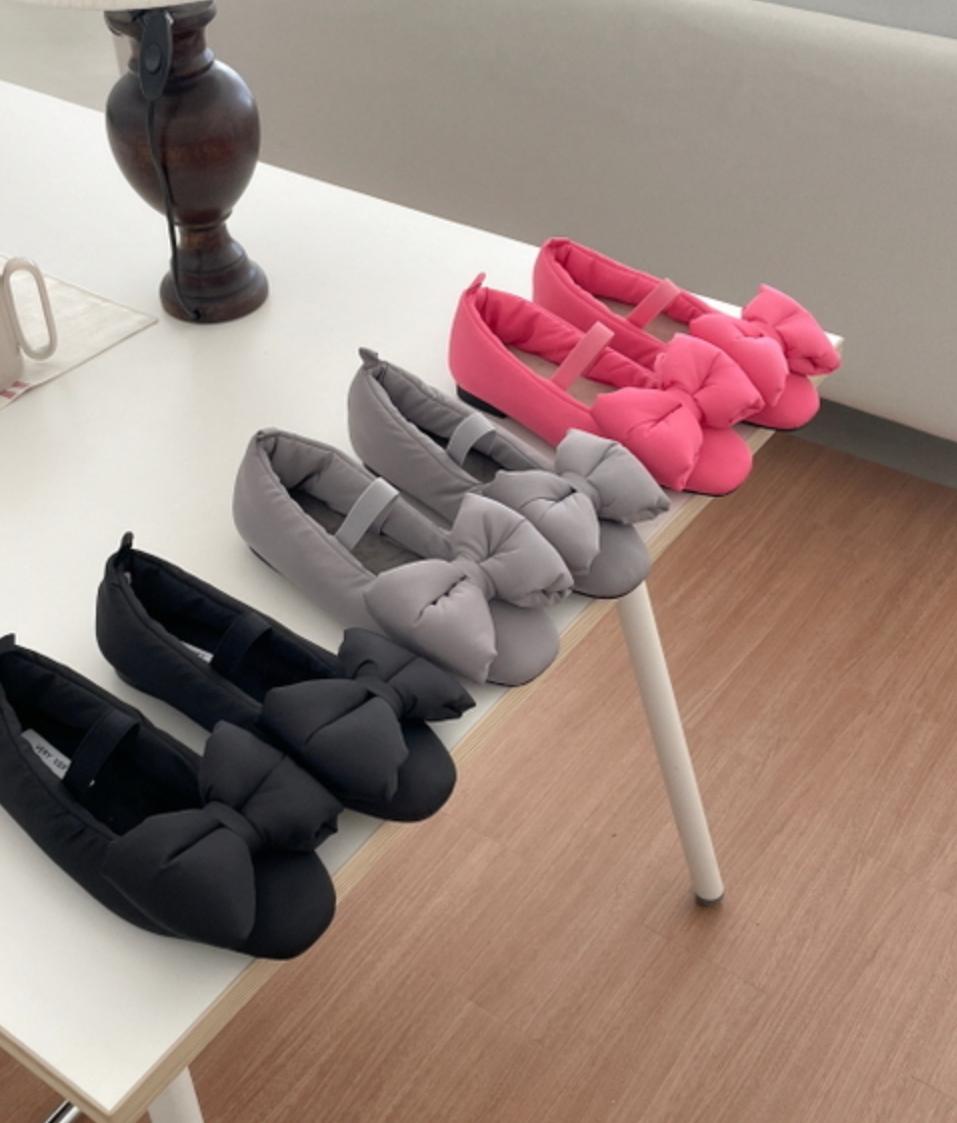 프롬릴리 🩶최저가!🖤🩷🩶왕리본🖤🩷🩶 패딩 발레리나 플랫 슈즈