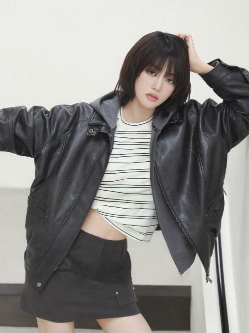 High-neck Leather Blouson Jacket VL5AJ093_2color