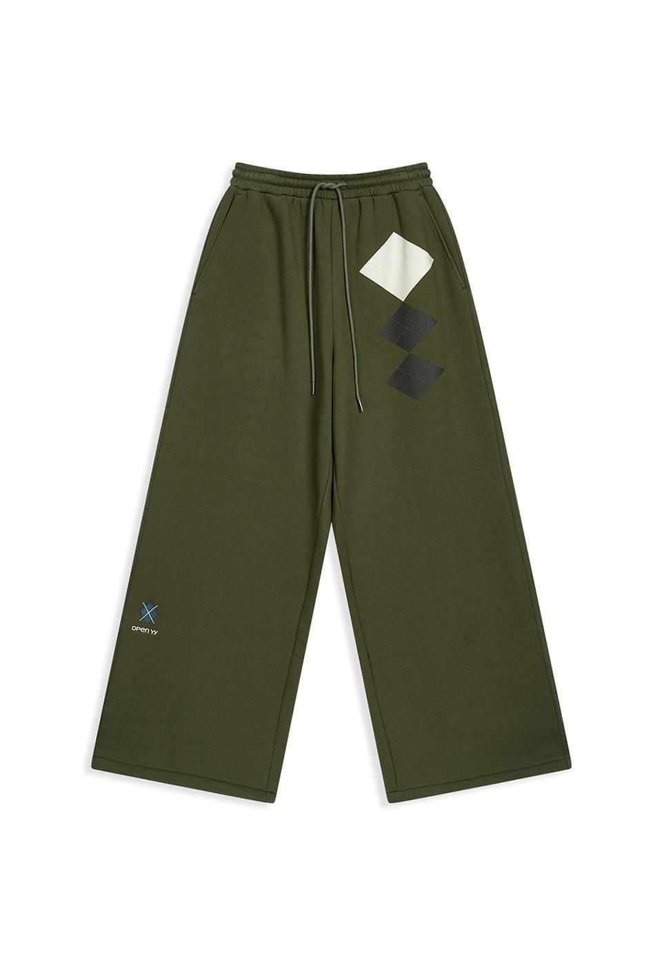 ARGYLE WIDE SWEATPANTS, KHAKI