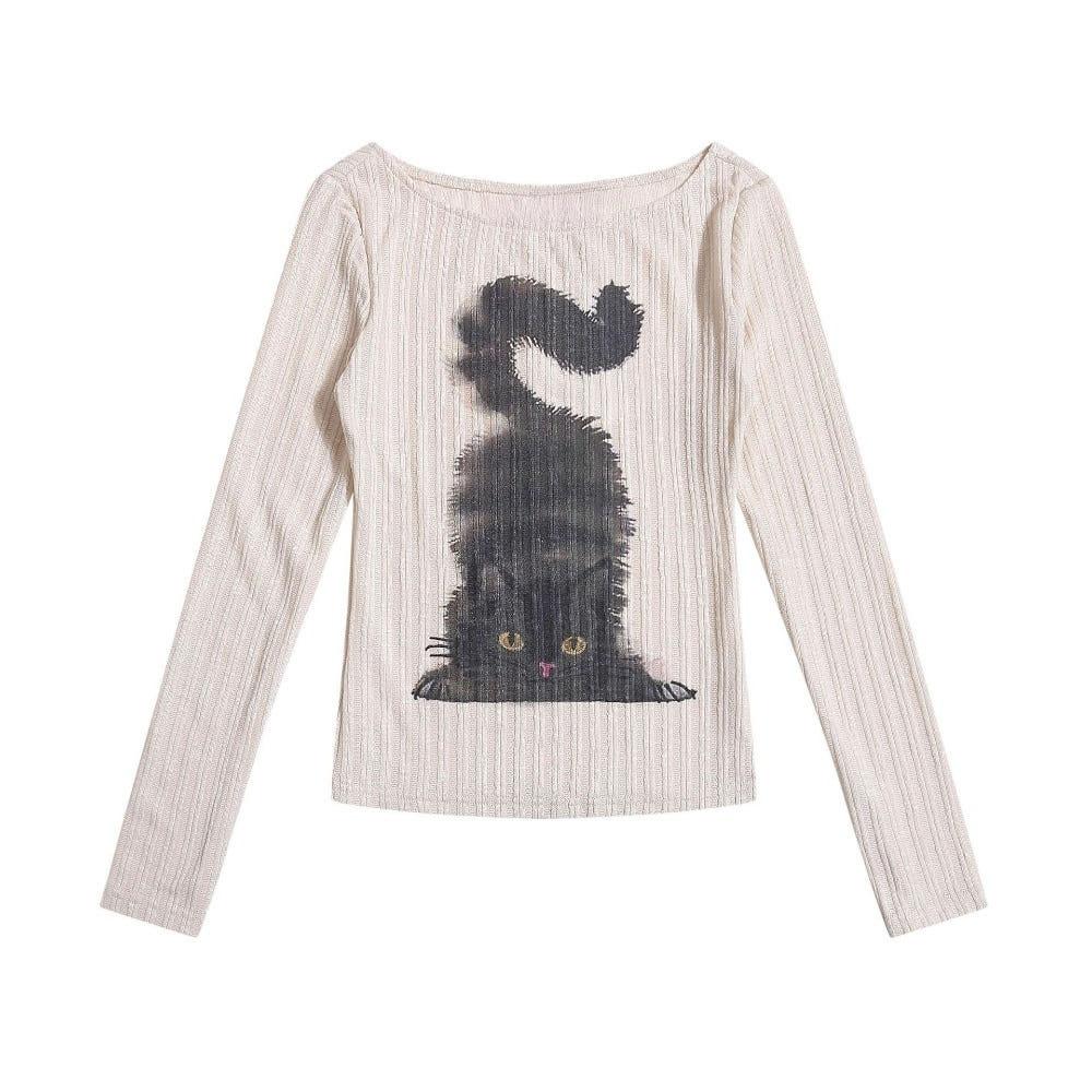 블랙 캣츠 립넥 티셔츠 226768439