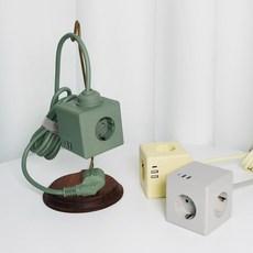 멀티탭 4000W 고용량 USB C타입 큐브 디자인 3M 전선형, 그린, 1개