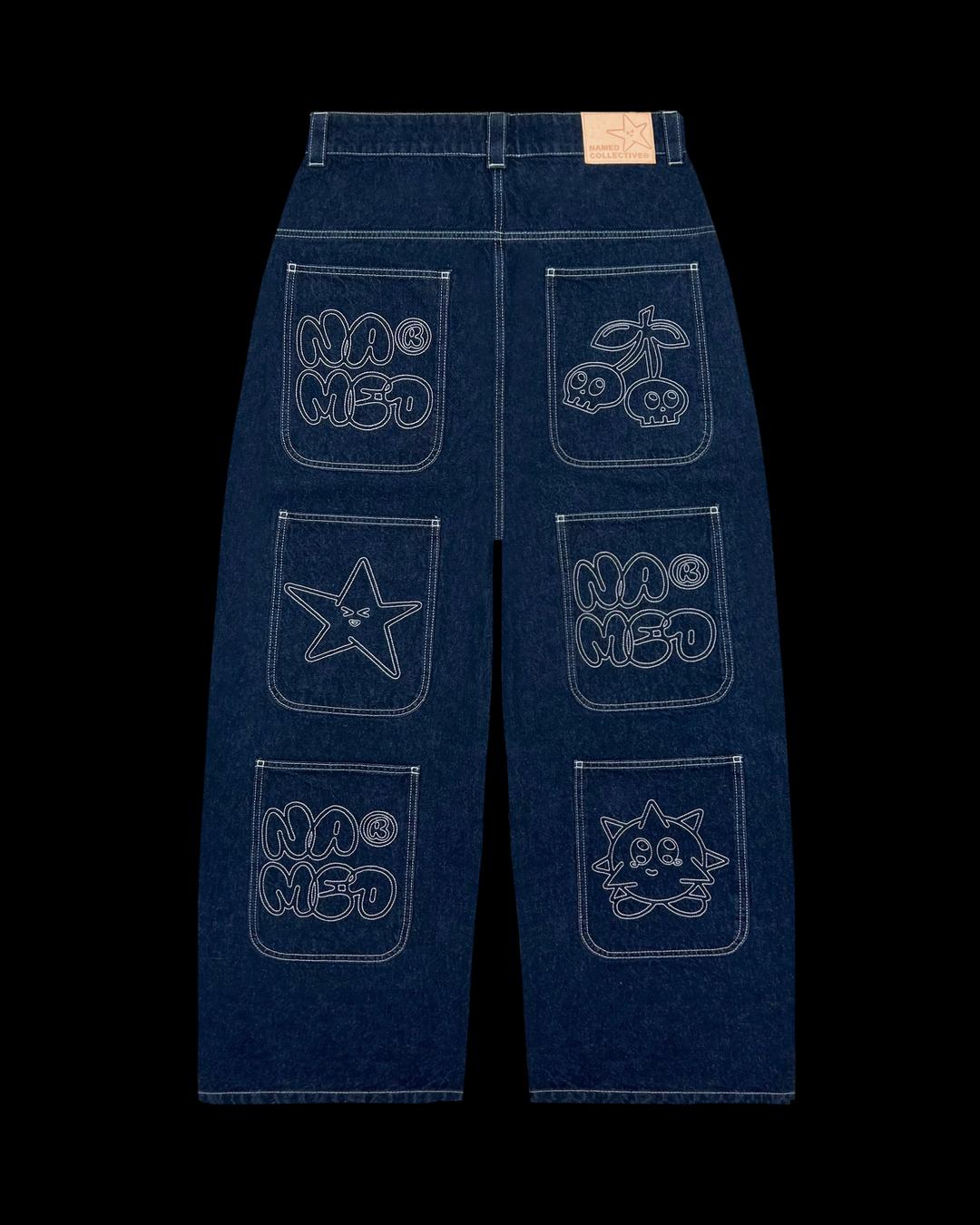 GLITCH SUPER BAGGY JEANS INDIGO BLUE - XS