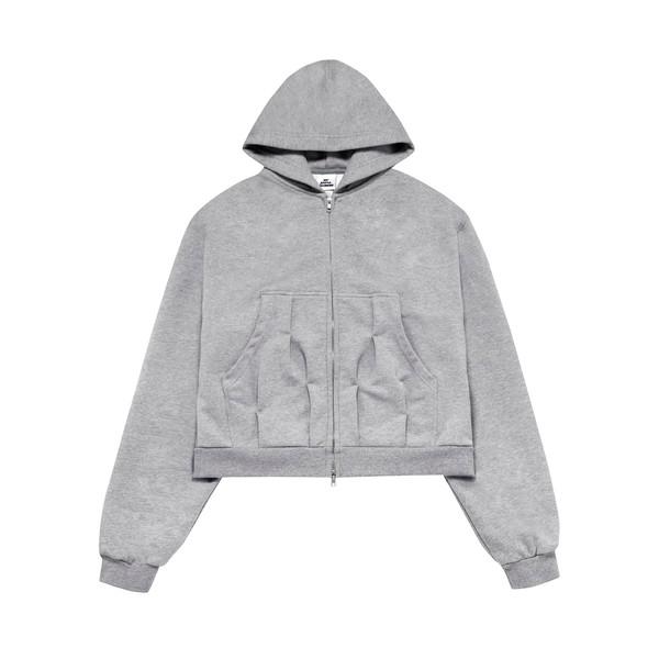 BAR TACK ZIP-UP HOODIE MELANGE GREY