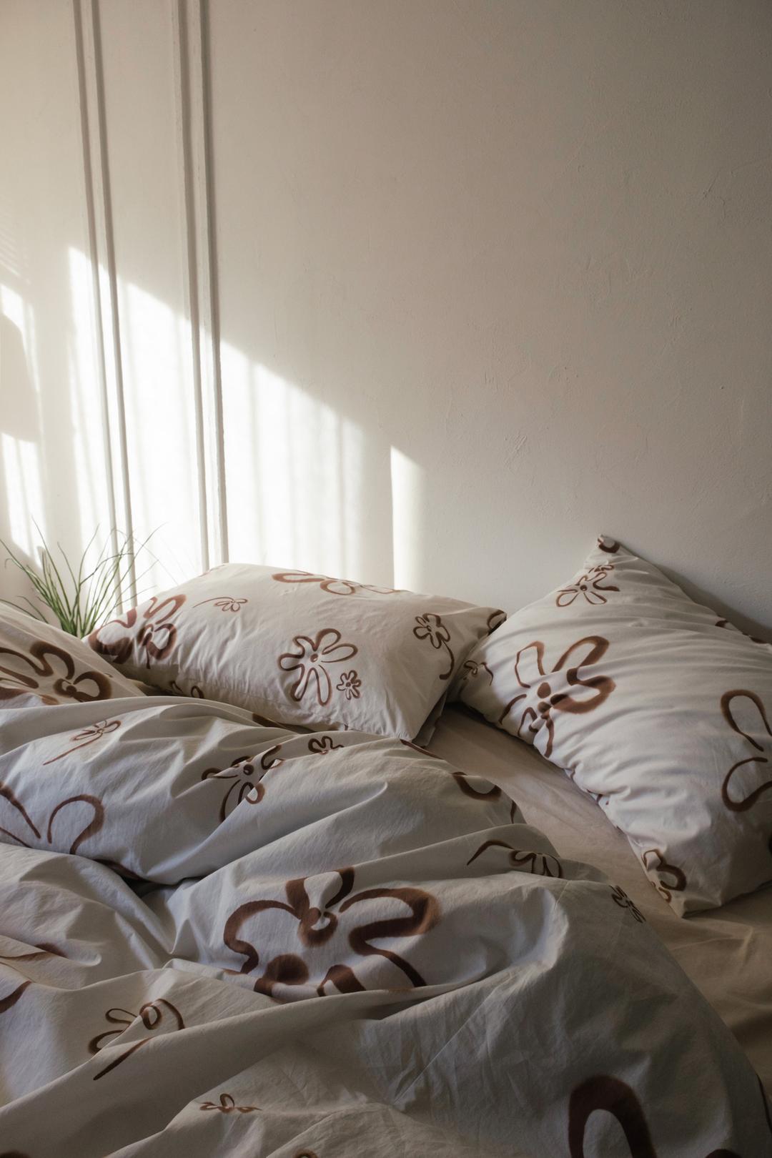 FLOWER COCOON DUVET COVER  Brown