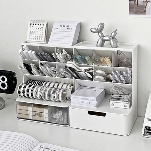매트 화이트 다용도 책상 정리함 필기구 수납 선반 2colors