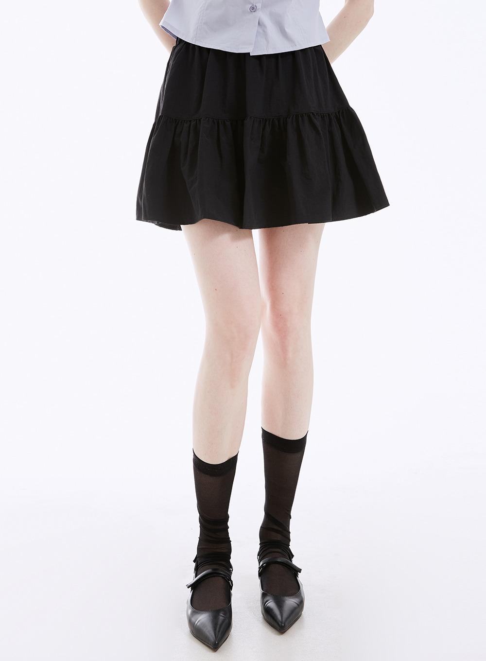콤피 나일론 플레어 미니스커트
