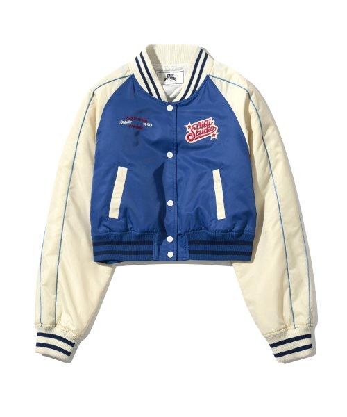 컬러드 크롭 바시티 자켓_블루