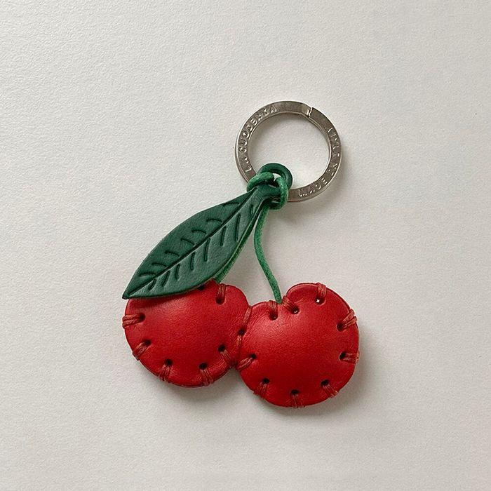cherry leather key holder&charm