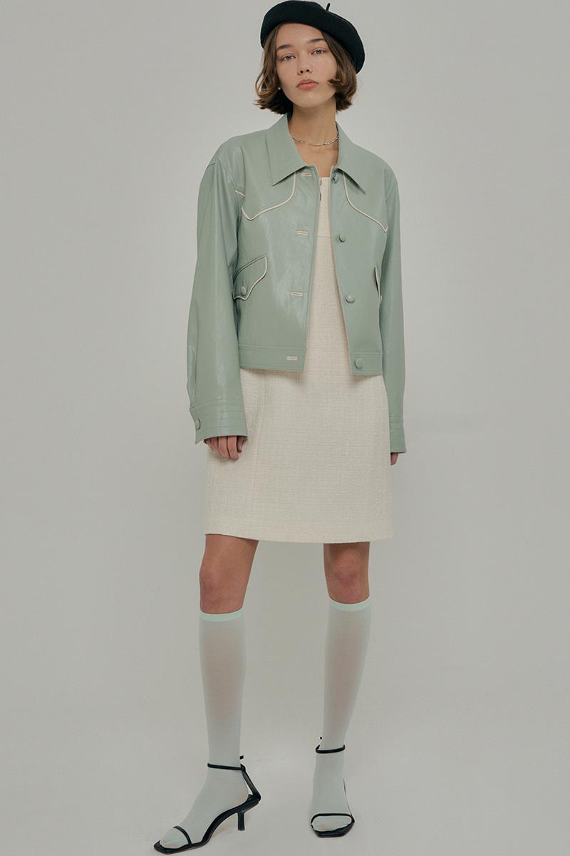 Lychee eco leather jacket Mint