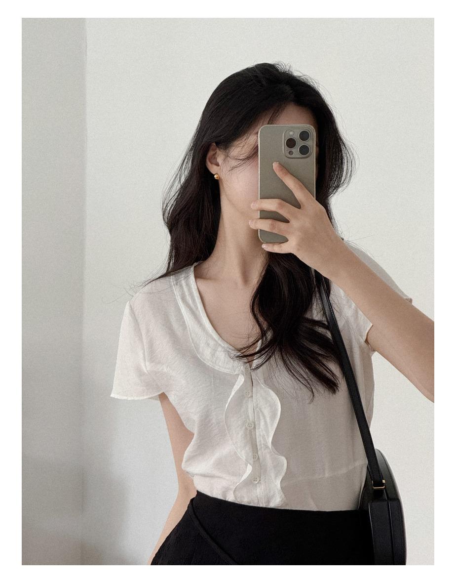 줄리 프릴 하프 블라우스 (2colors)