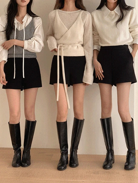 [8천장돌파🏆/1000벌중가장편한팬츠/탄탄슬림/XS-XL까지][made] 말랑텐션 소프트 하프 팬츠 (가을/겨울/간절기/신상/출근룩/데이트룩/기모안감/슬림핏/하프팬츠/헤링본)