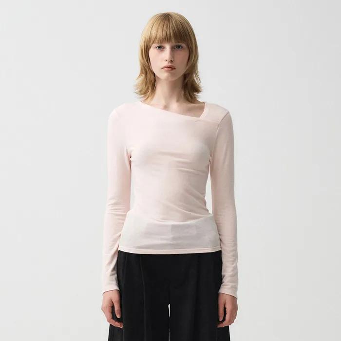 W NECK POINT LONG SLEEVE light pink