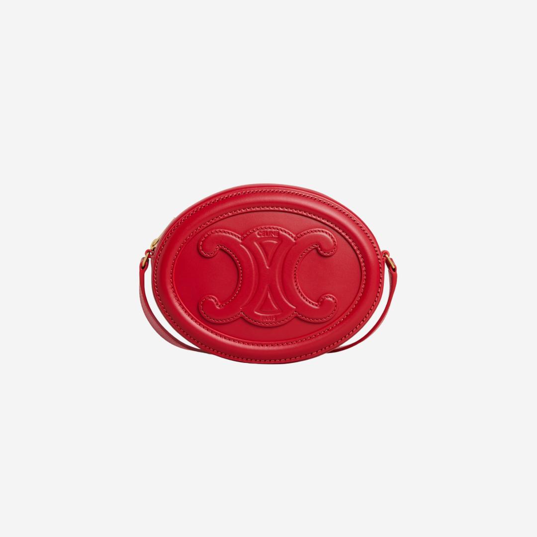 Celine Crossbody Oval Purse Cuir Triomphe in Smooth Calfskin Red