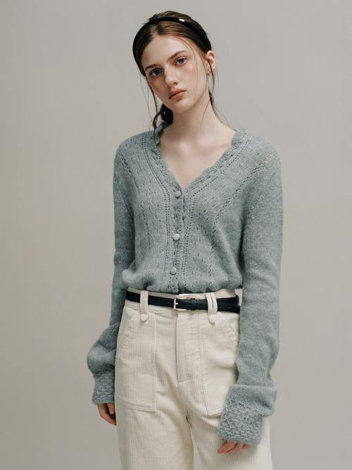 ASHLEY chemical knit cardigan_MINT