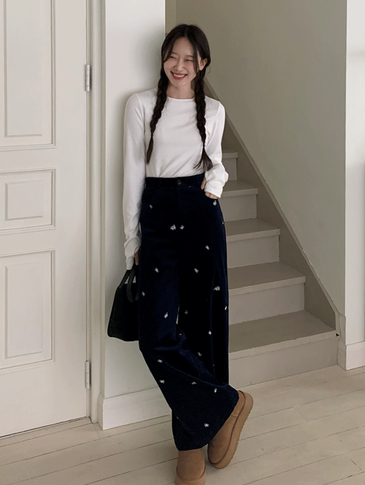flower pattern corduroy pt (2color) 주문폭주! 1/10부터 순차발송