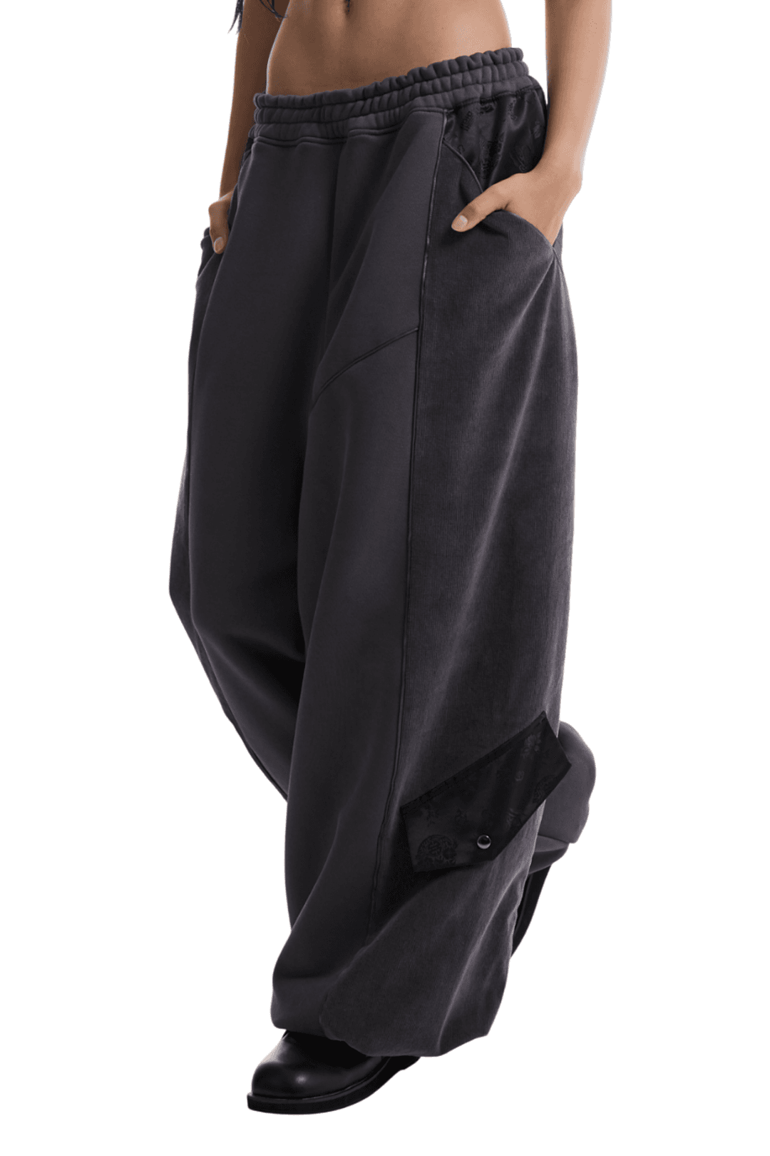 Corduroy Mixed Hanbok Sweat Pants (Charcoal)