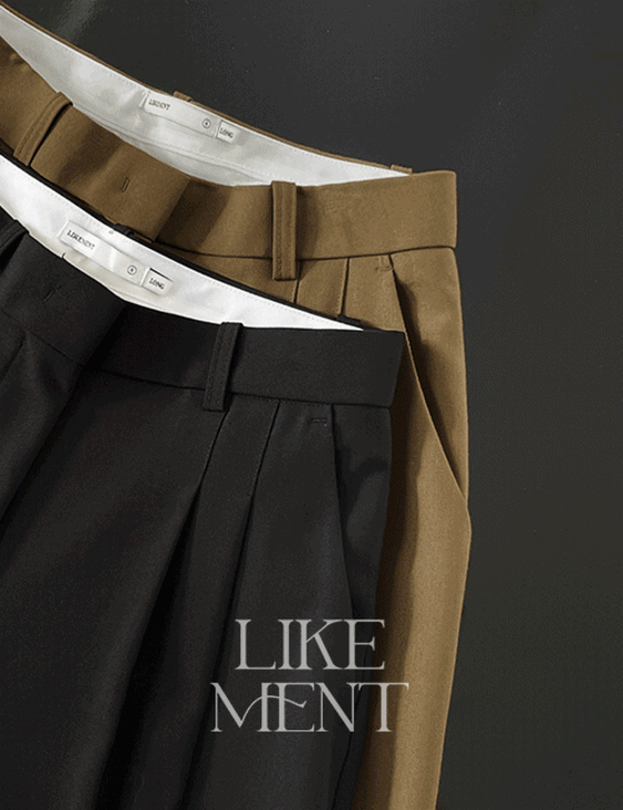 라이크유 [LIKEMENT] 번리 프리미엄 투핀턱 와이드 슬랙스 (SL) - 2color