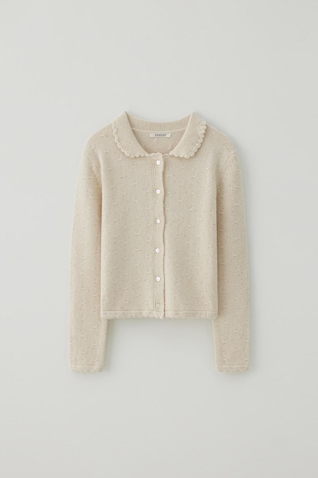 T/T Whisper collar knit cardigan (ivory)