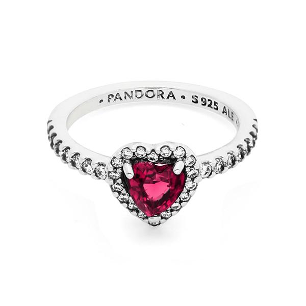 판도라 198421C02 엘리베이티드 레드 하트 실버 반지 타임메카