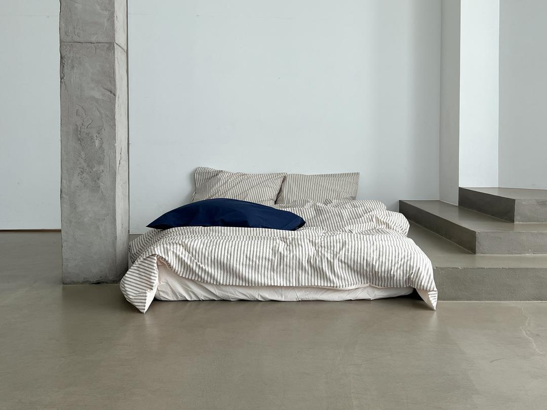 유로 스트라이프 베딩 이불커버 - 초코