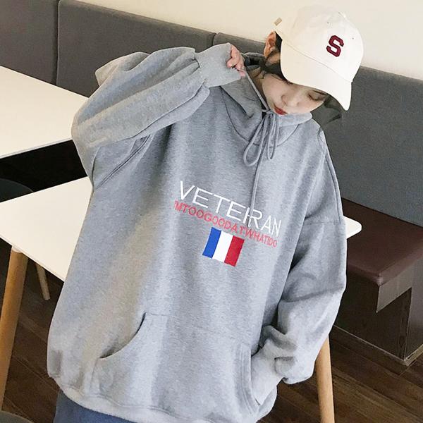 울트라패션 크레온 베테랑 자수 기모 후드티