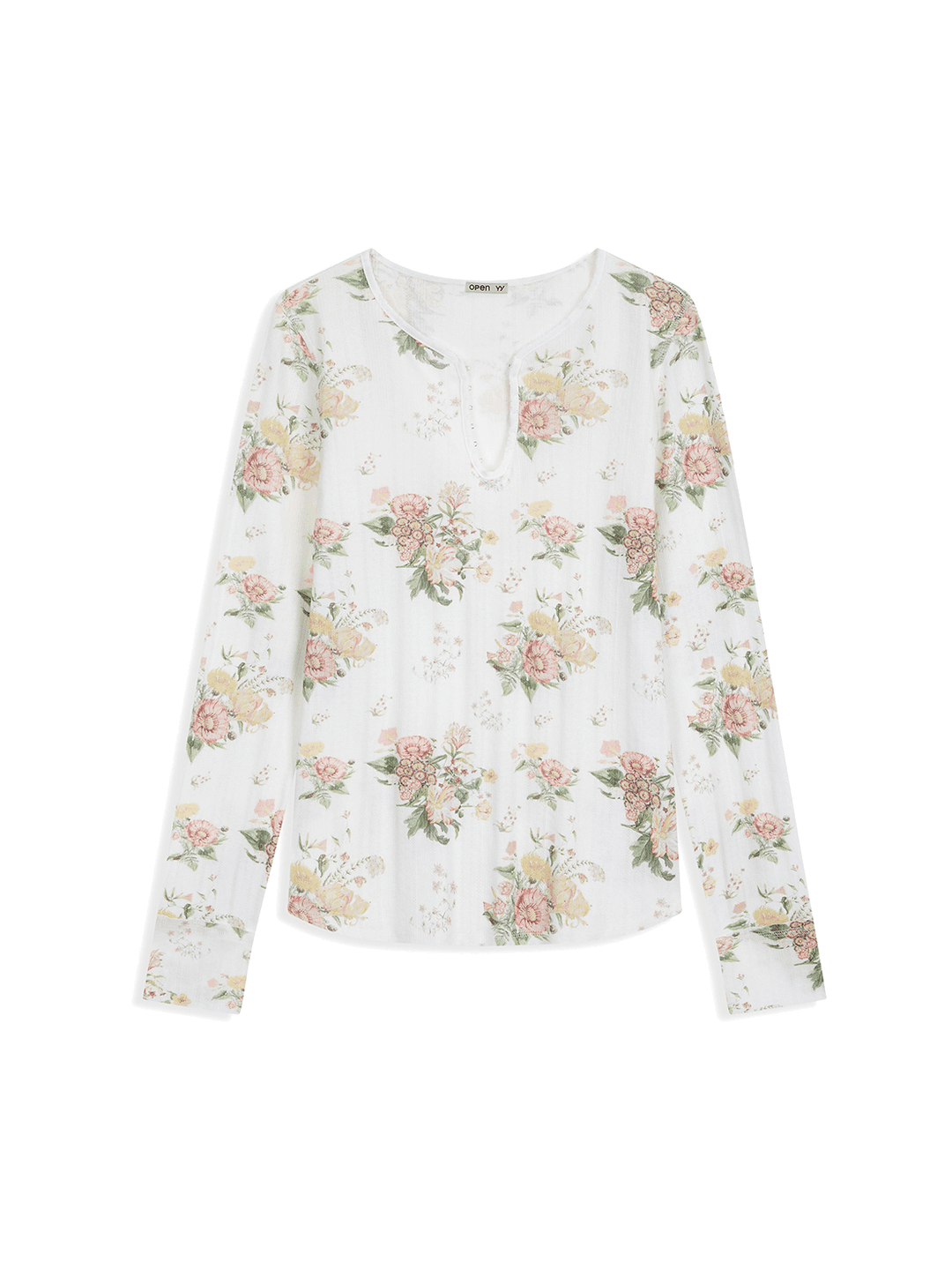 FLORAL HOOK HENLEY LONG SLEEVE MULTI