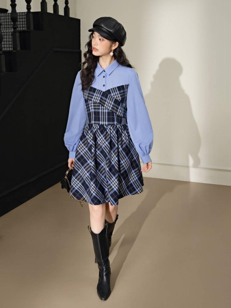 [KUOSE] 쿠오세 여성플래드 셔츠 드레스
