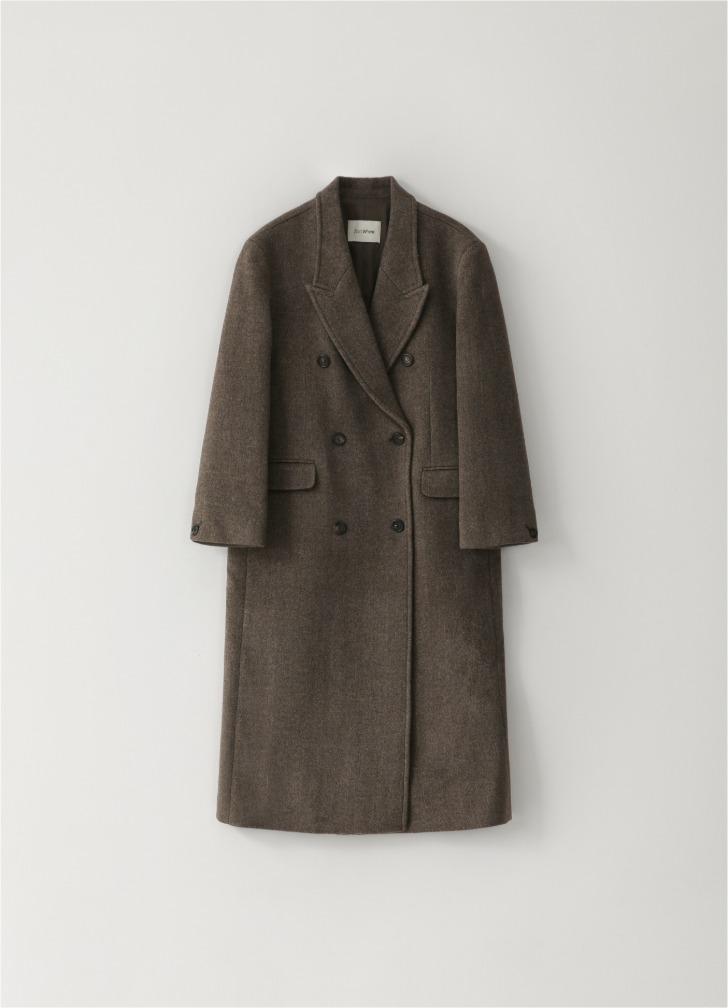 오버핏 클래식 더블 코트_Brown