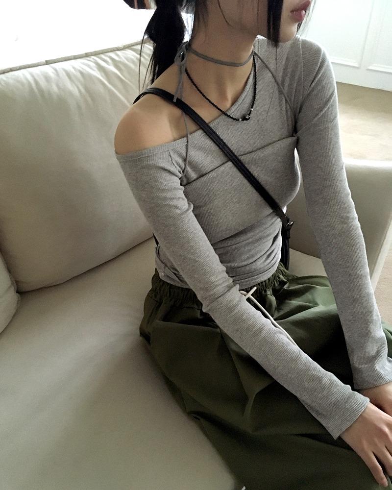 원더원더 [나시 SET] 시널 레이어드 나시 탑 원숄더 티셔츠