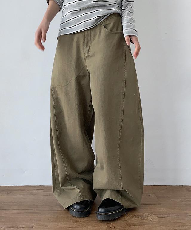 데일리쥬 토빈 절개 와이드 코튼 팬츠