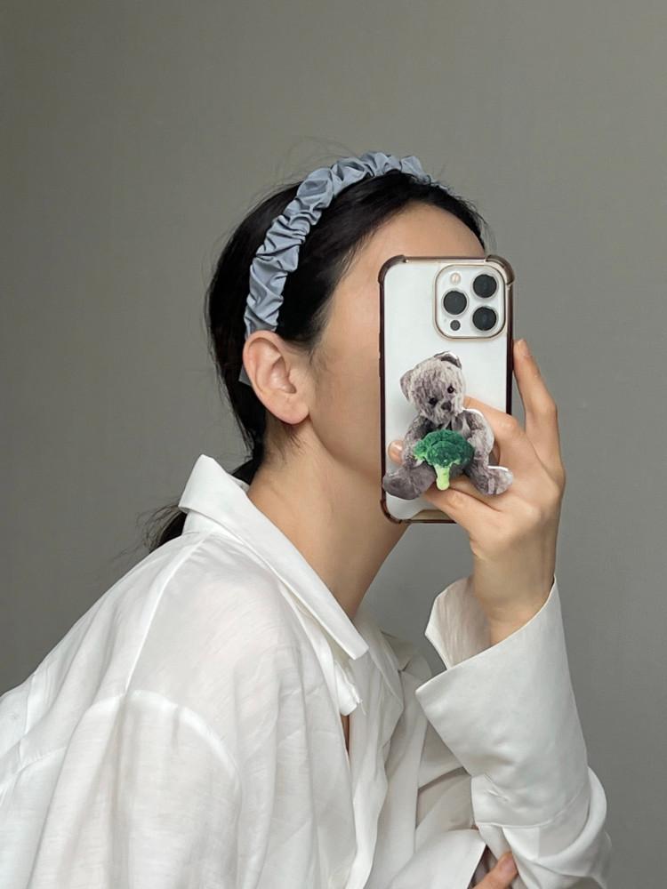 바스락 셔링 헤어밴드 프라다원단 얇은 볼륨 핸드메이드 머리띠