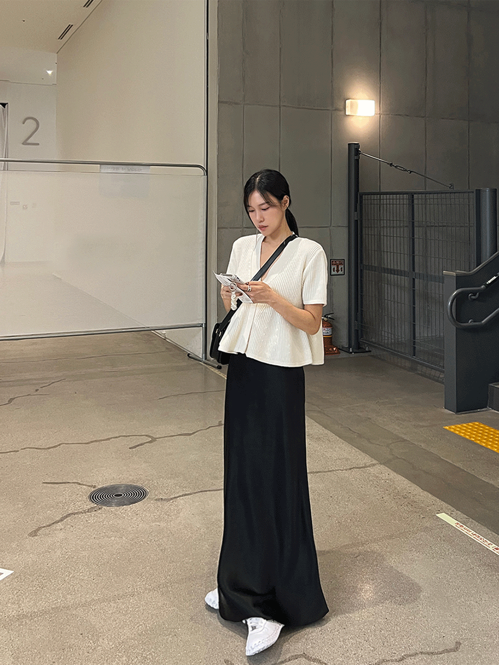 클리어런스 할인 Bias satin maxi skirt