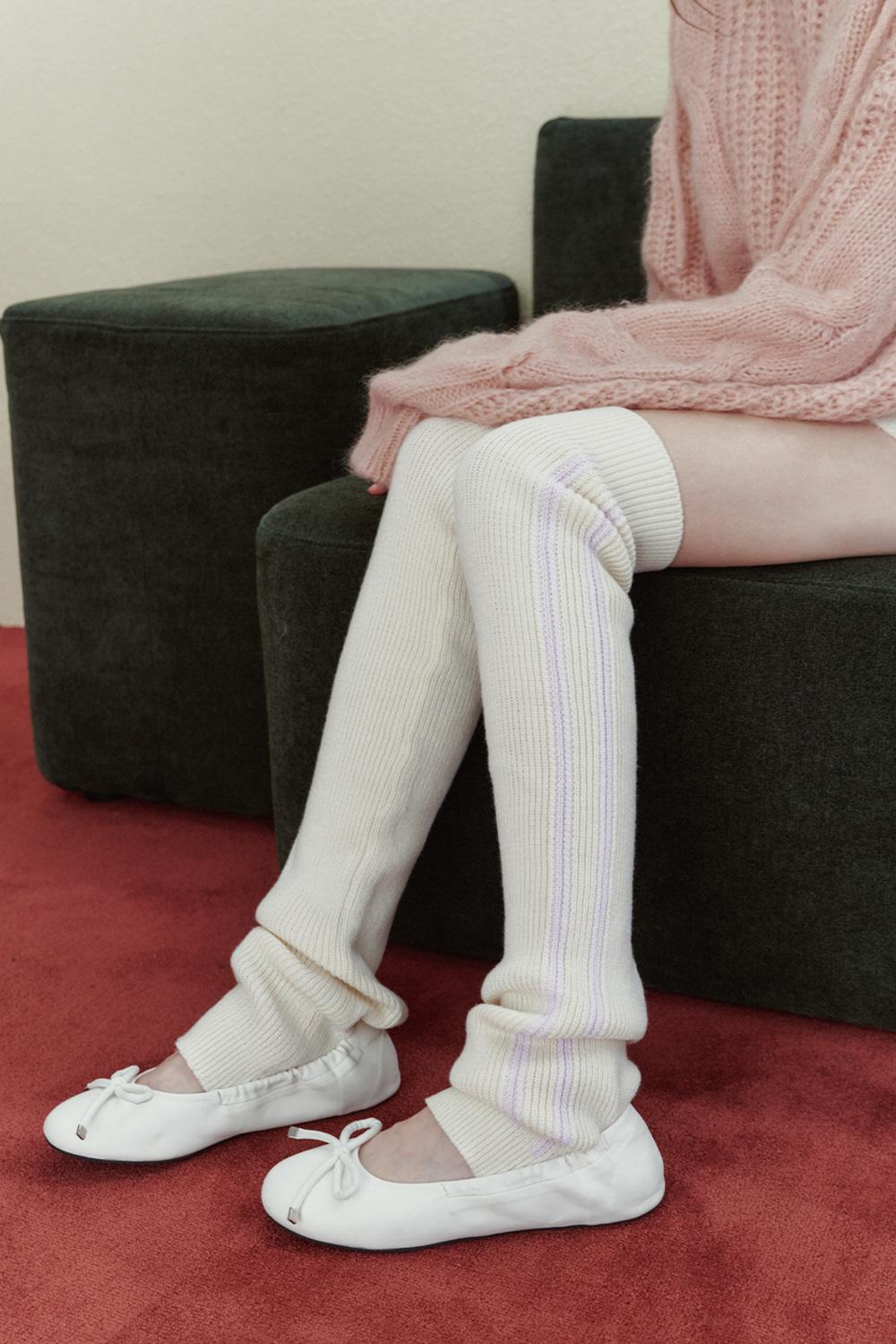 LONG KNIT LINE LEG WARMERS_TT3W709IV